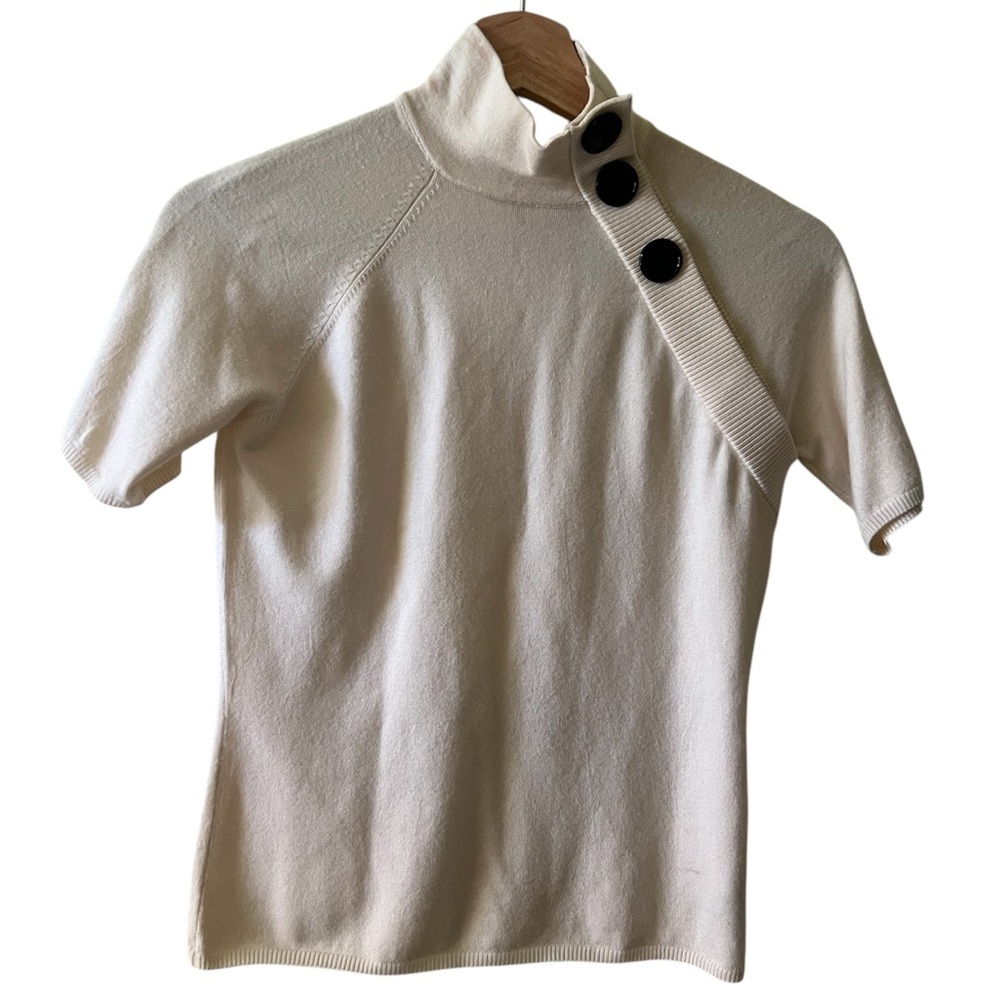 Akris Punto  | Cream cashmere wool/silk  blend short sleeve sweater
